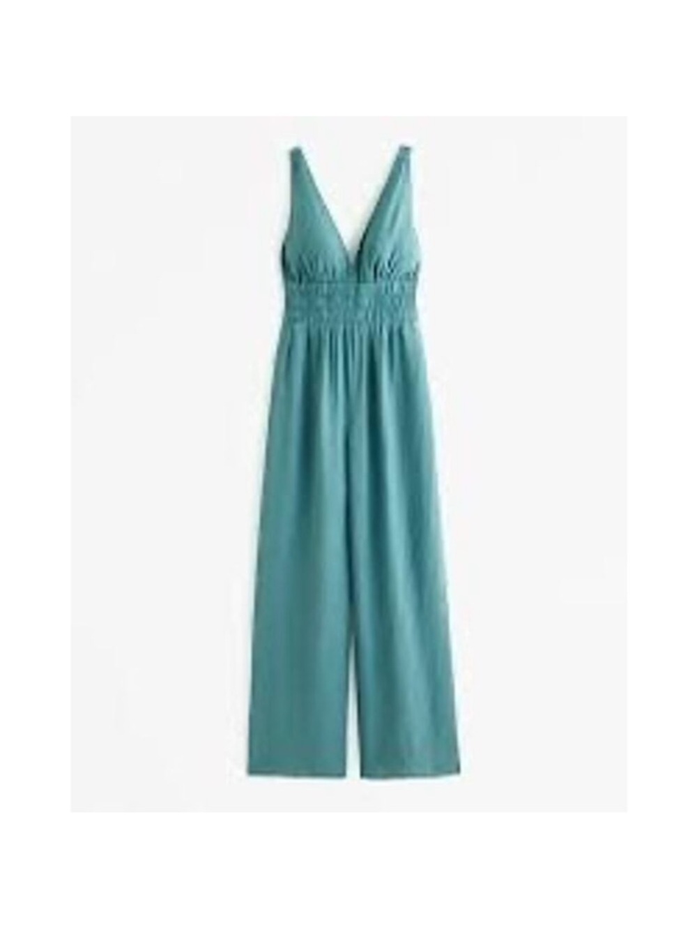 Abercrombie & Fitch Teal V-Neck Wide-Leg Jumpsuit - Picture 3 of 5